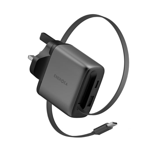 Wall Charger - ENERGEA AmpCharge Arc GaN65 (retractable USB-C cable) Global Synergy Concepts