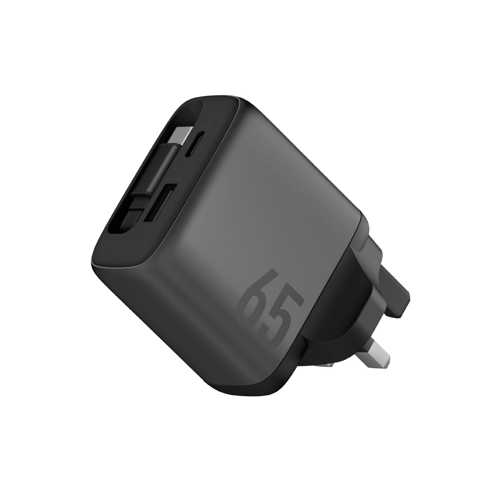 Wall Charger - ENERGEA AmpCharge Arc GaN65 (retractable USB-C cable) Global Synergy Concepts