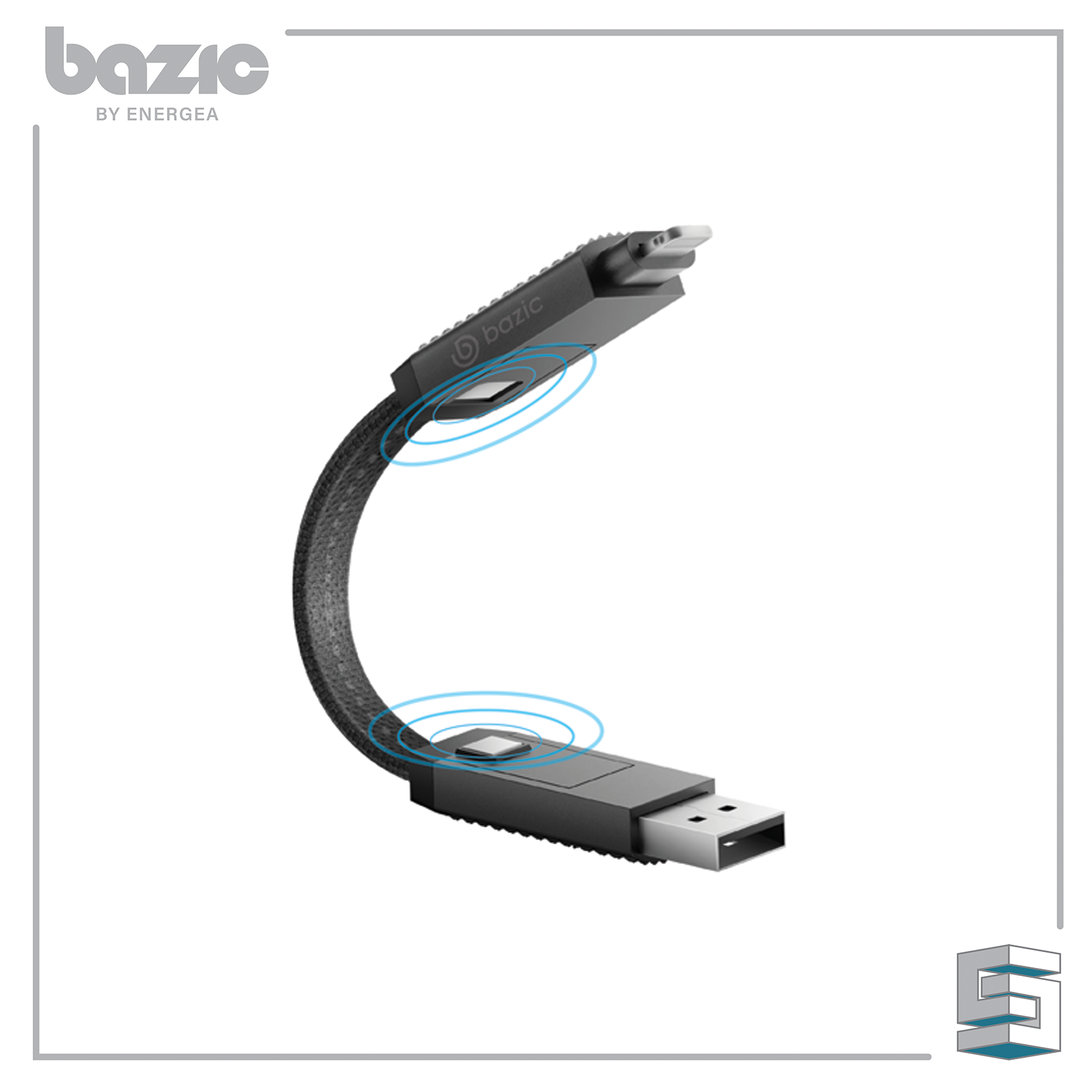 USB-C + Lightning + USB-A Cable - ENERGEA Bazic Alucable 15CM Global Synergy Concepts