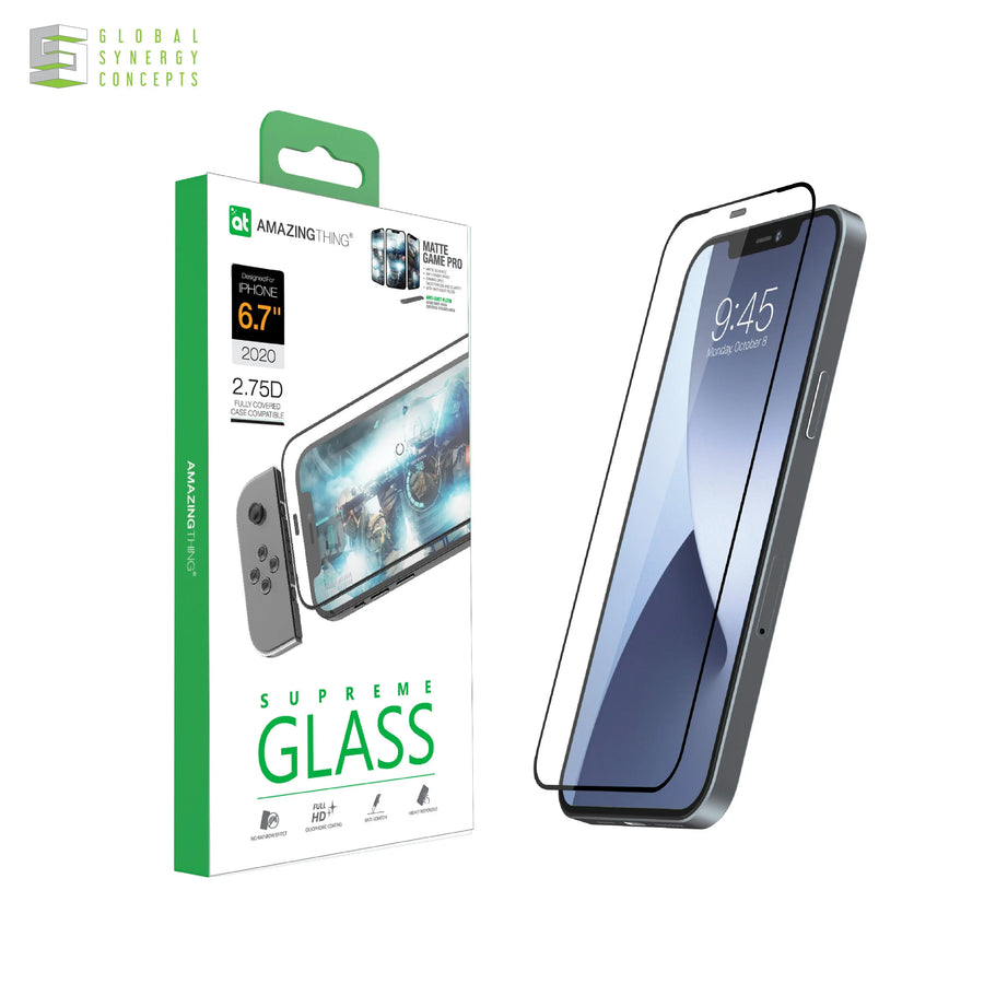 Tempered Glass for Apple iPhone 12 series - AMAZINGTHING SupremeGlass Dust Filter 2.75D 0.3mm Matte Game Pro Global Synergy Concepts