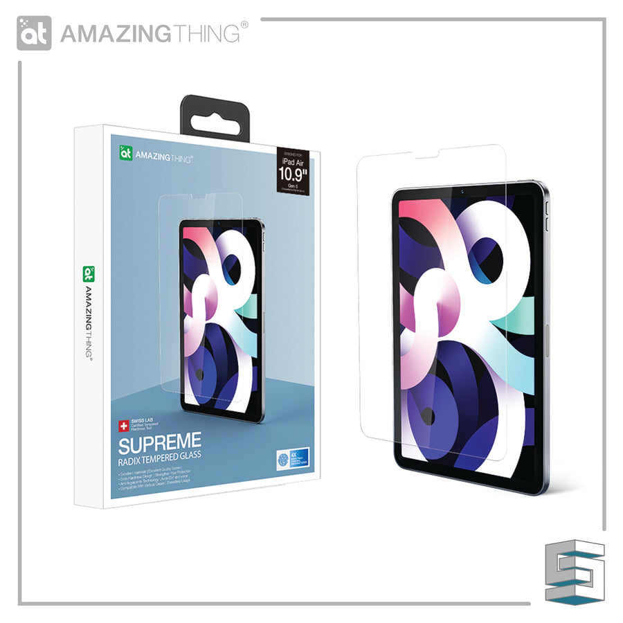 Tempered Glass for Apple iPad Air 10.9 (2022/2020) - AMAZINGTHING Radix SupremeGlass Full 0.3mm Ultra Clear Global Synergy Concepts