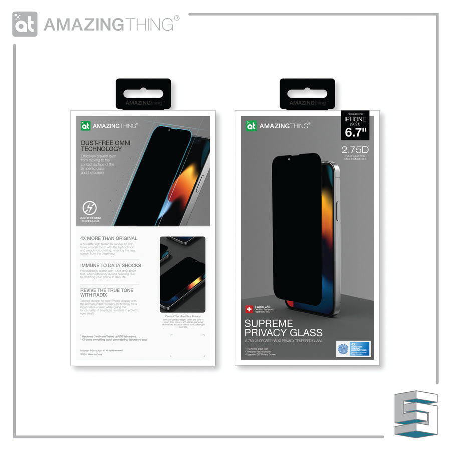 Tempered Glass for Apple iPhone 13 series - AMAZINGTHING RADIX SupremeGlass 2.75D 0.3mm Privacy Full Glass Global Synergy Concepts