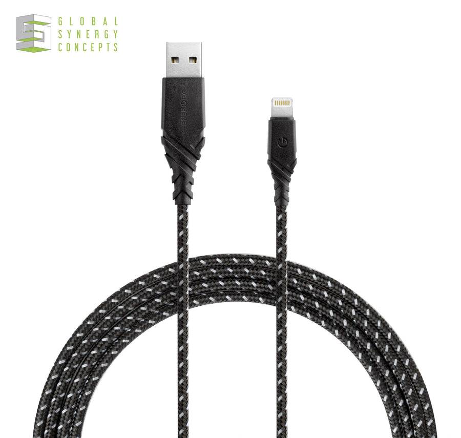 Charge & Sync 2.4A USB-A to Lightning Cable - ENERGEA Duraglitz MFI 3m Global Synergy Concepts