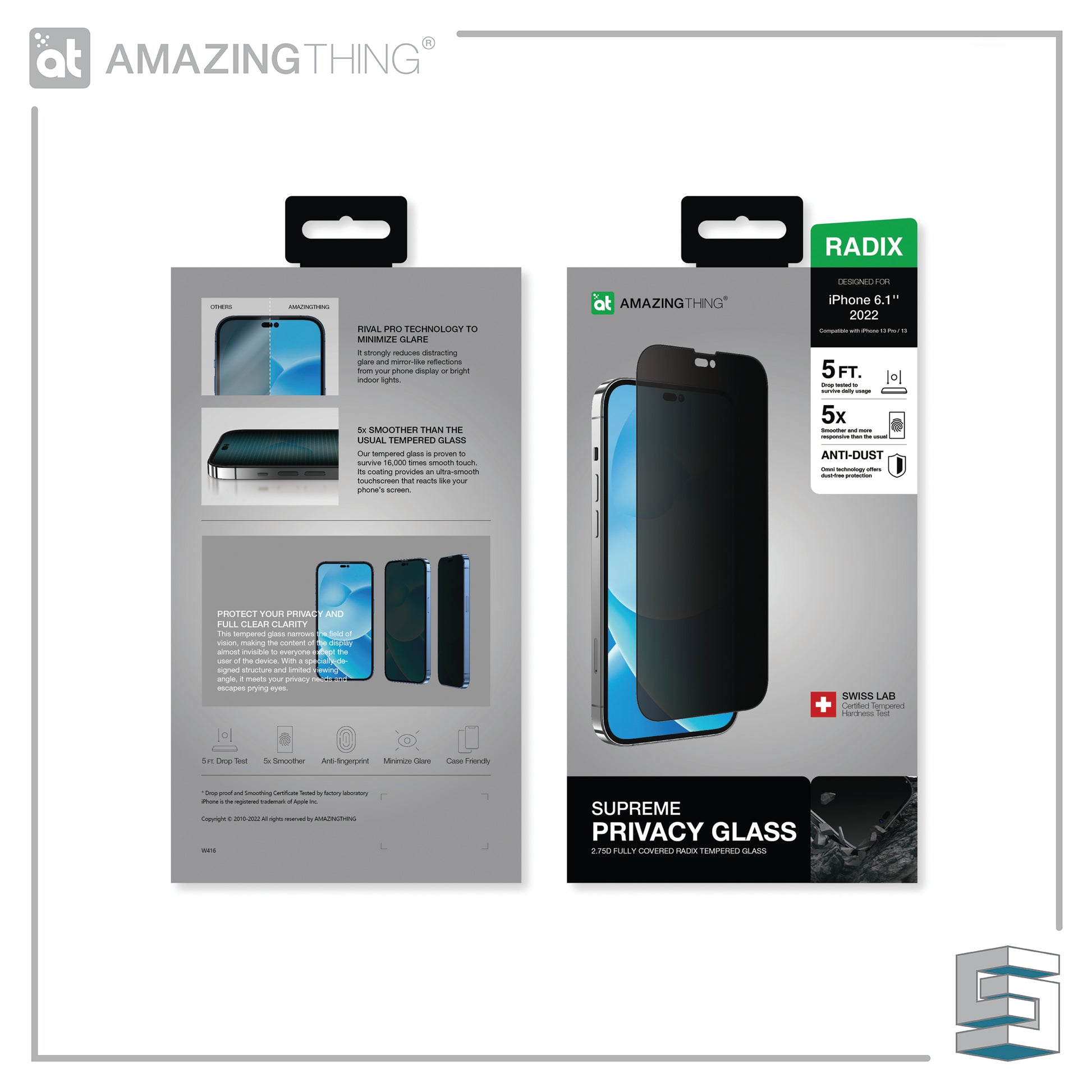 Tempered Glass for Apple iPhone 14 series - AMAZINGTHING RADIX SupremeGlass 2.75D 0.3mm Privacy Full Glass Global Synergy Concepts