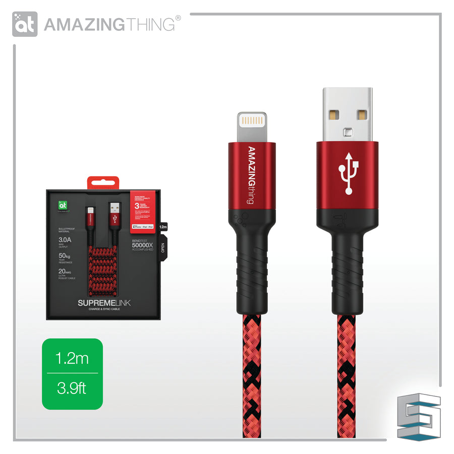 Charge & Sync USB-A to Lightning Cable - AMAZINGTHING Bullet Shield MFI Cable 1.2m Global Synergy Concepts