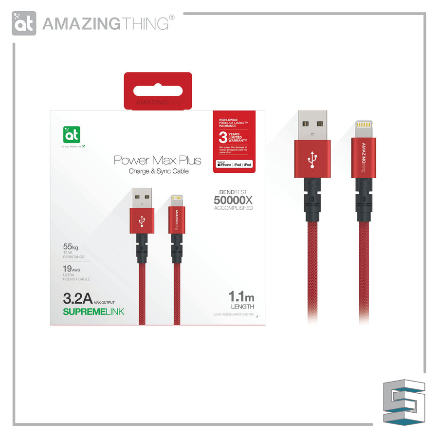 Charge & Sync USB-A to Lightning Cable - AMAZINGTHING Power Max Plus MFI 1.1m Global Synergy Concepts
