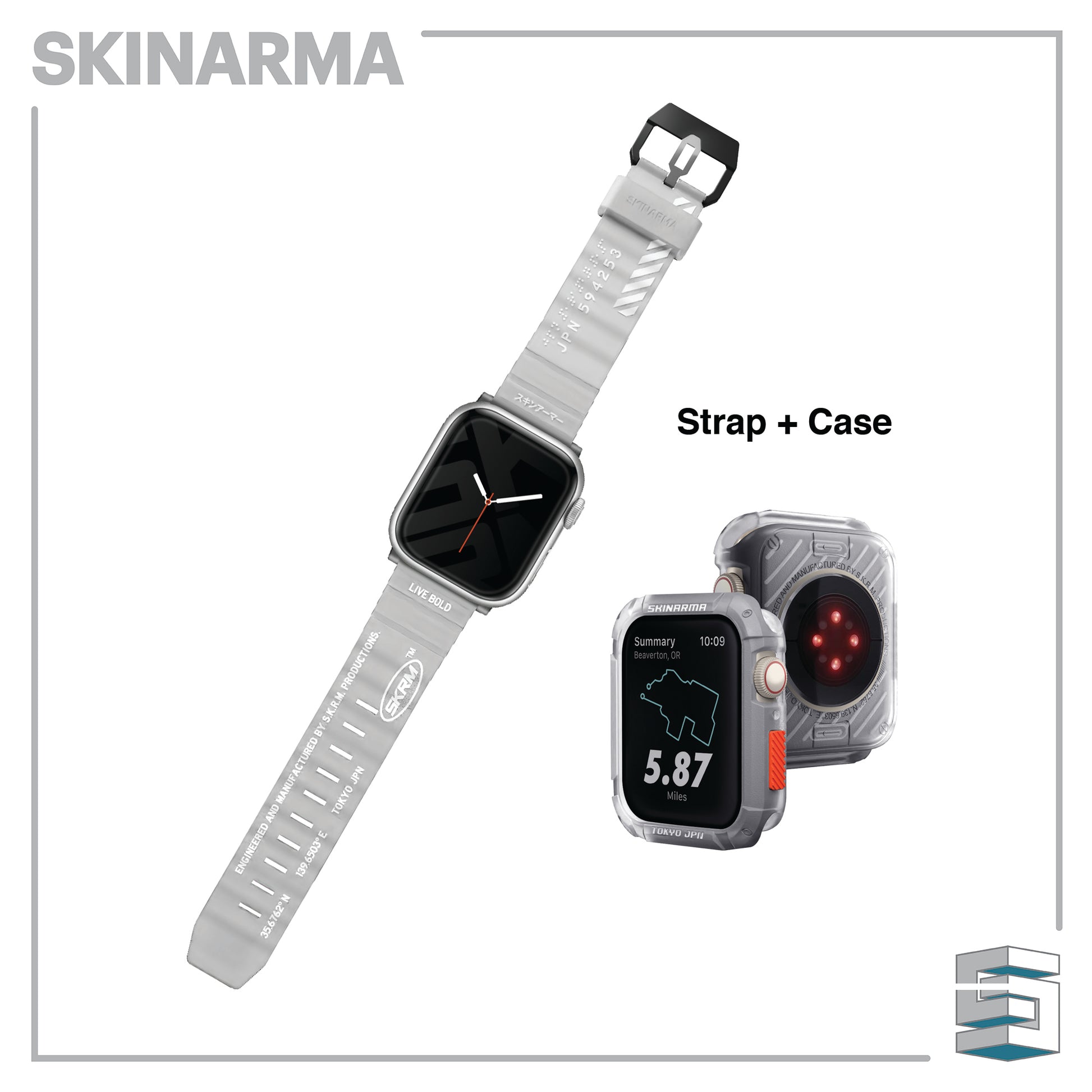 Apple Watch Strap & Case - SKINARMA Shokku+Kurono bundle set (45/44mm) Global Synergy Concepts
