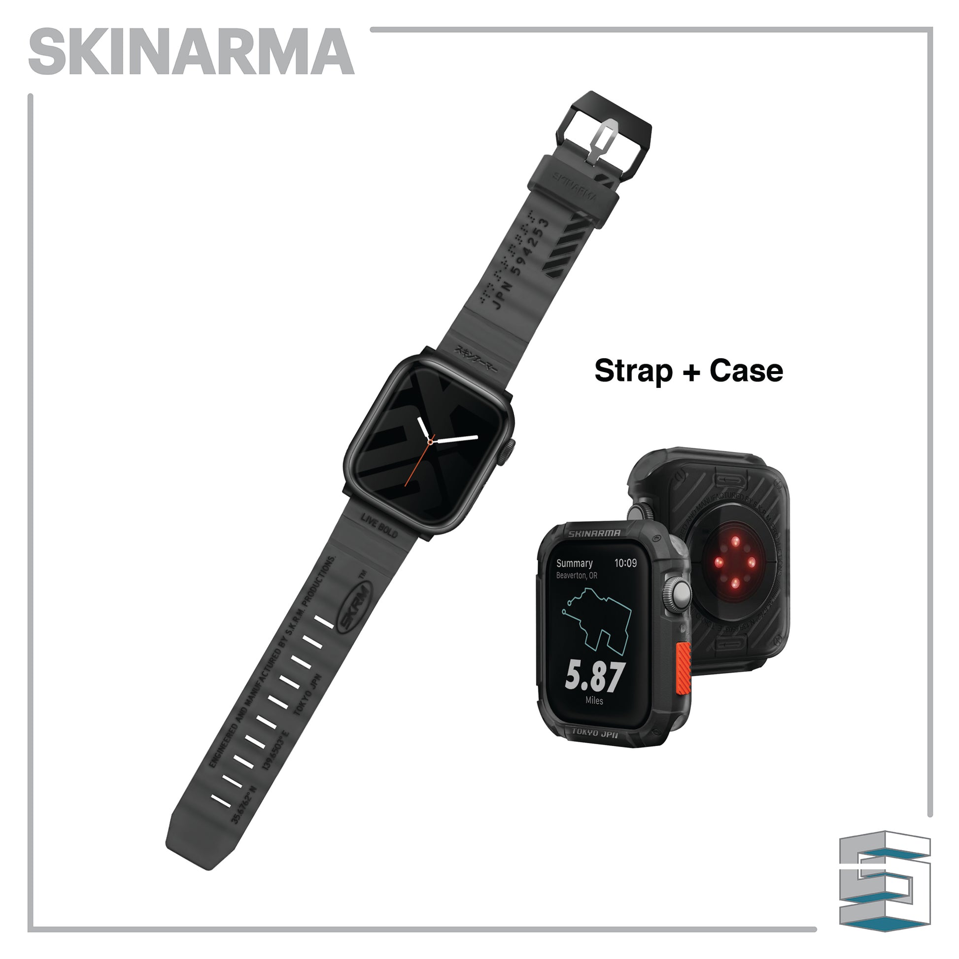 Apple Watch Strap & Case - SKINARMA Shokku+Kurono bundle set (45/44mm) Global Synergy Concepts